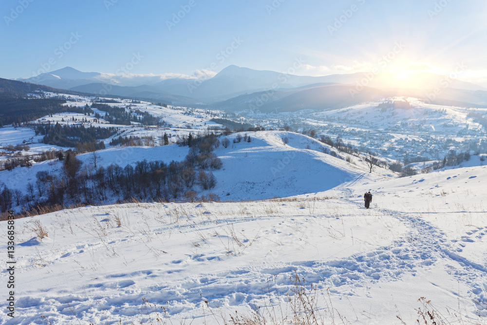 Winter landscape. road covered with snow Winter landscape. road covered with snow