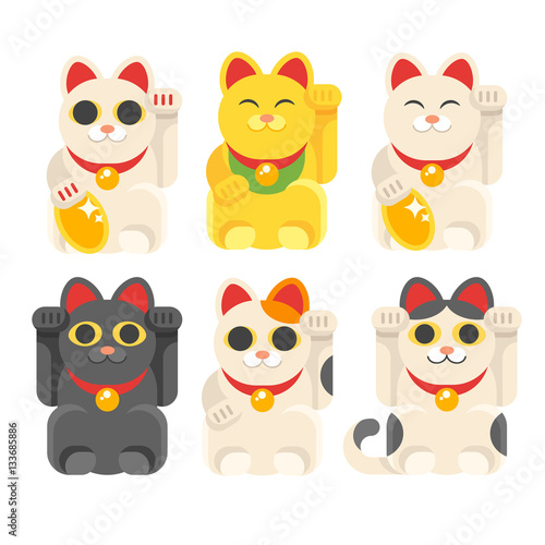  set of Japanese Lucky Cat Maneki Neko