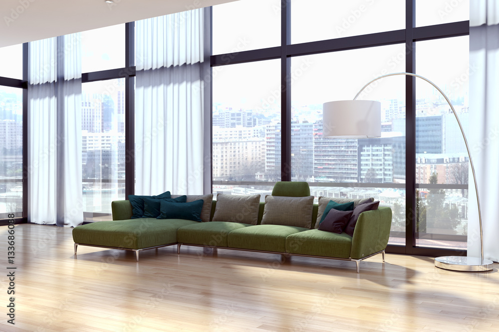Fototapeta premium Soggiorno moderno con parquet