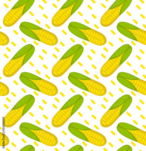 Corn seamless pattern. Maize endless background  texture. Vegetable backdrop. Vector illustration