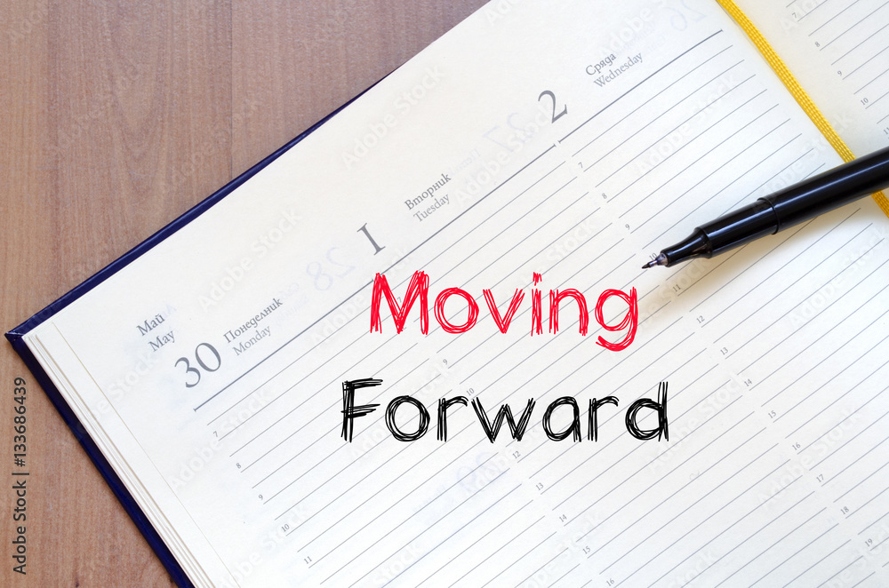 Moving forward concept on notebook