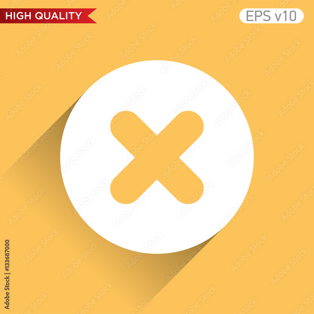 Fototapeta premium Colored icon or button of cross or delete symbol with background