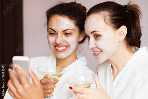 Girls party in spa centre with relax and communication