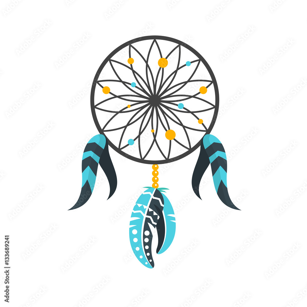 Obraz premium Vector flat style illustration of dream cather.