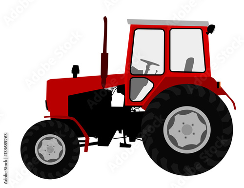 Agricultural tractor, farm vehicle - vector