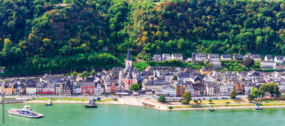 Travel in Germany - romantic cruises over Rhine river, Sankt Goar town