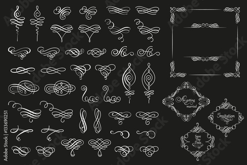 Set collection of vector calligraphic elements and page decorations.