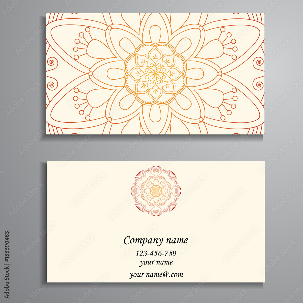 Invitation, business card or banner with text template. Round fl Invitation, business card or banner with text template. Round fl