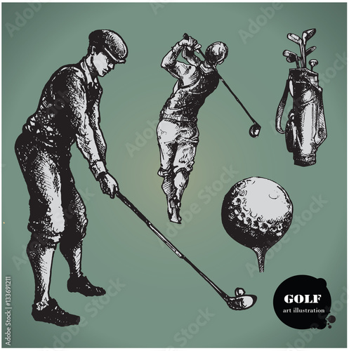 Golf . Collection of an hand drawn illustrations .