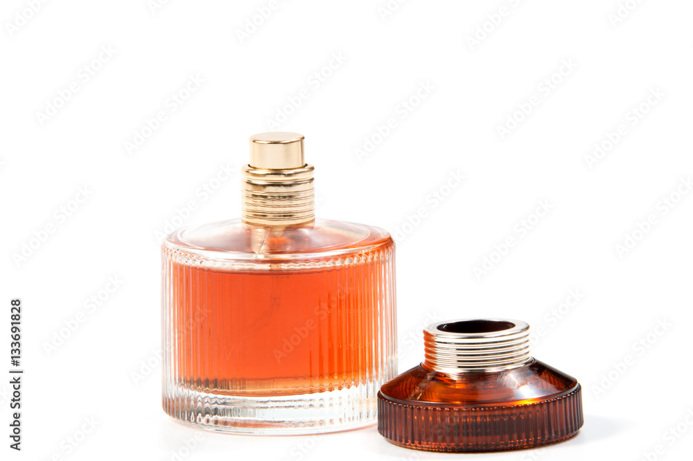 women's perfume in beautiful bottle isolated on white background women's perfume in beautiful bottle isolated on white background