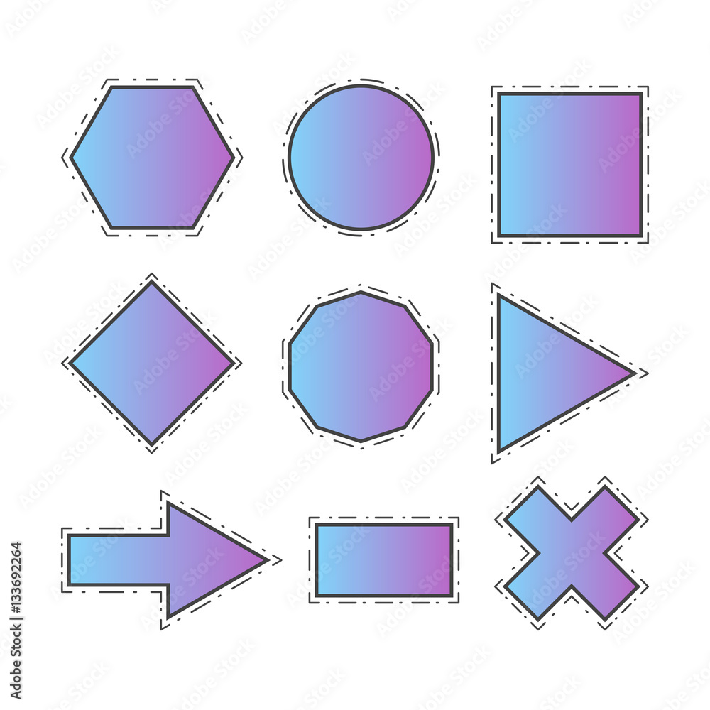 Modern geometric line shapes set vector illustration Modern geometric line shapes set vector illustration