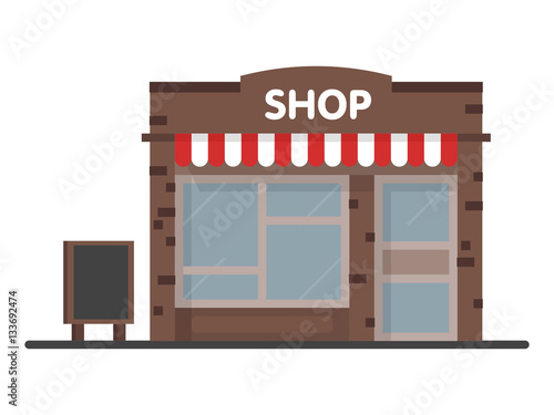 Facade Shop Store icon with signboard. Template concept for the website, advertising and sales