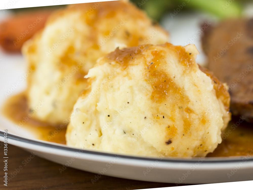 Close up of mashed potatoes.