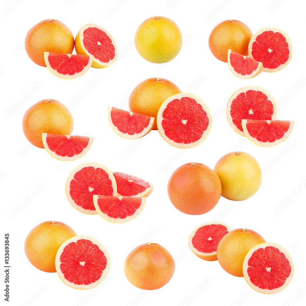 Set of different kinds of red grapefruits Set of different kinds of red grapefruits