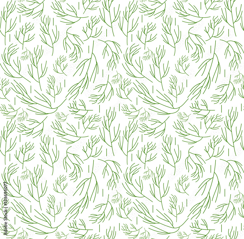 Obraz premium Herbs seamless pattern. Dill endless background, texture. Vegetable backdrop. Vector illustration
