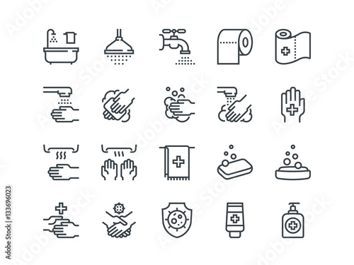 Hygiene. Set of outline vector icons