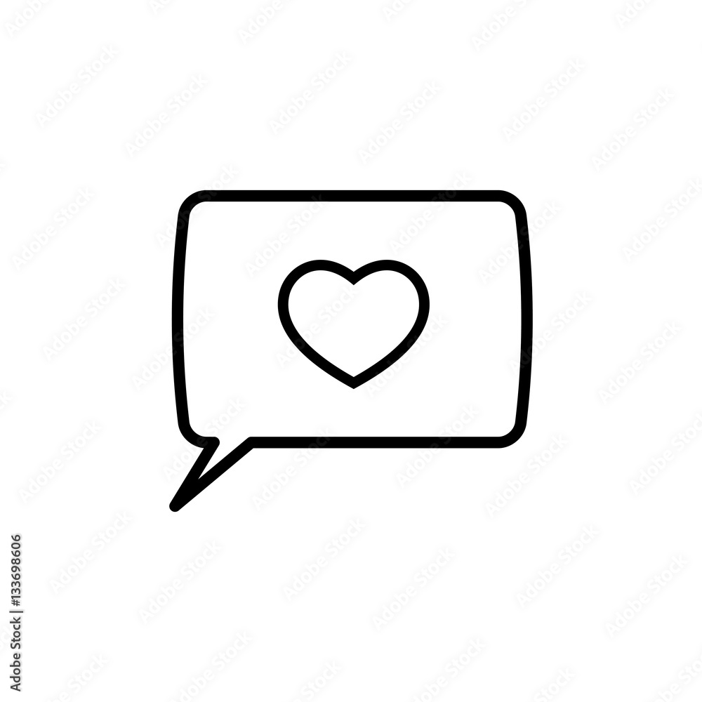 love heart, speech bubble, dialog box icon on white background love heart, speech bubble, dialog box icon on white background