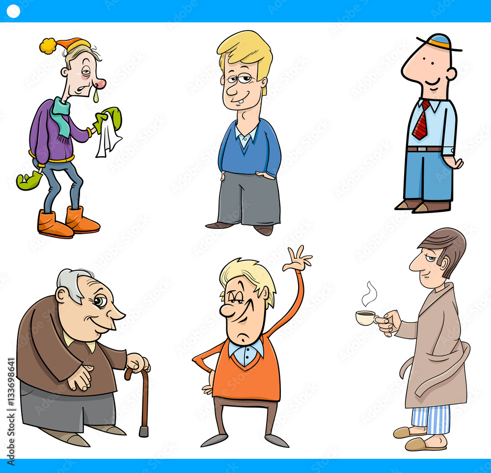 man characters cartoon set man characters cartoon set