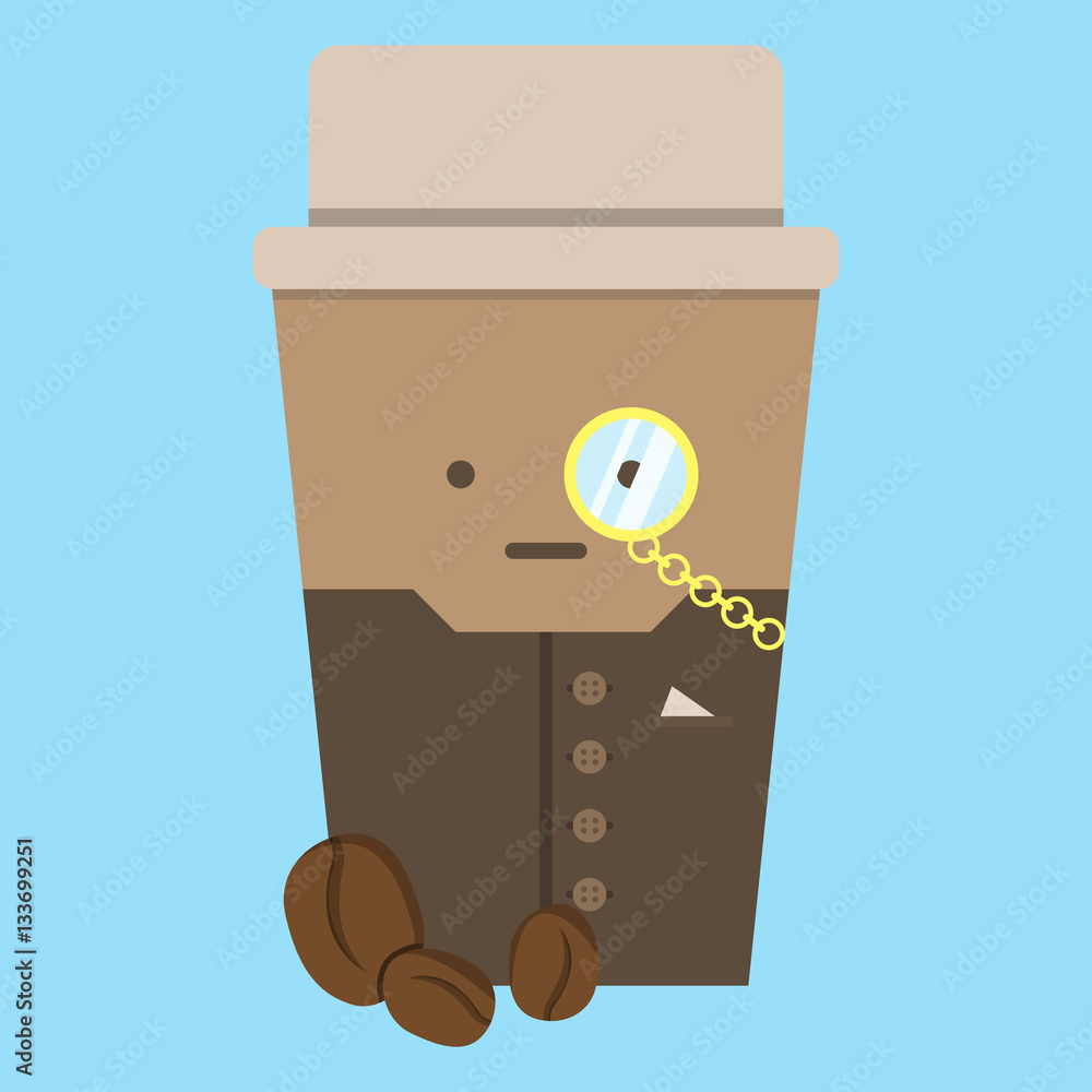Coffee in a glass, vector image, flat design. Coffee in a glass, vector image, flat design.