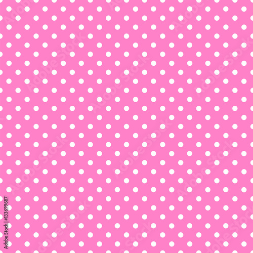 Pink background. Seamless polka dot pattern. （ピンクの水玉模様）