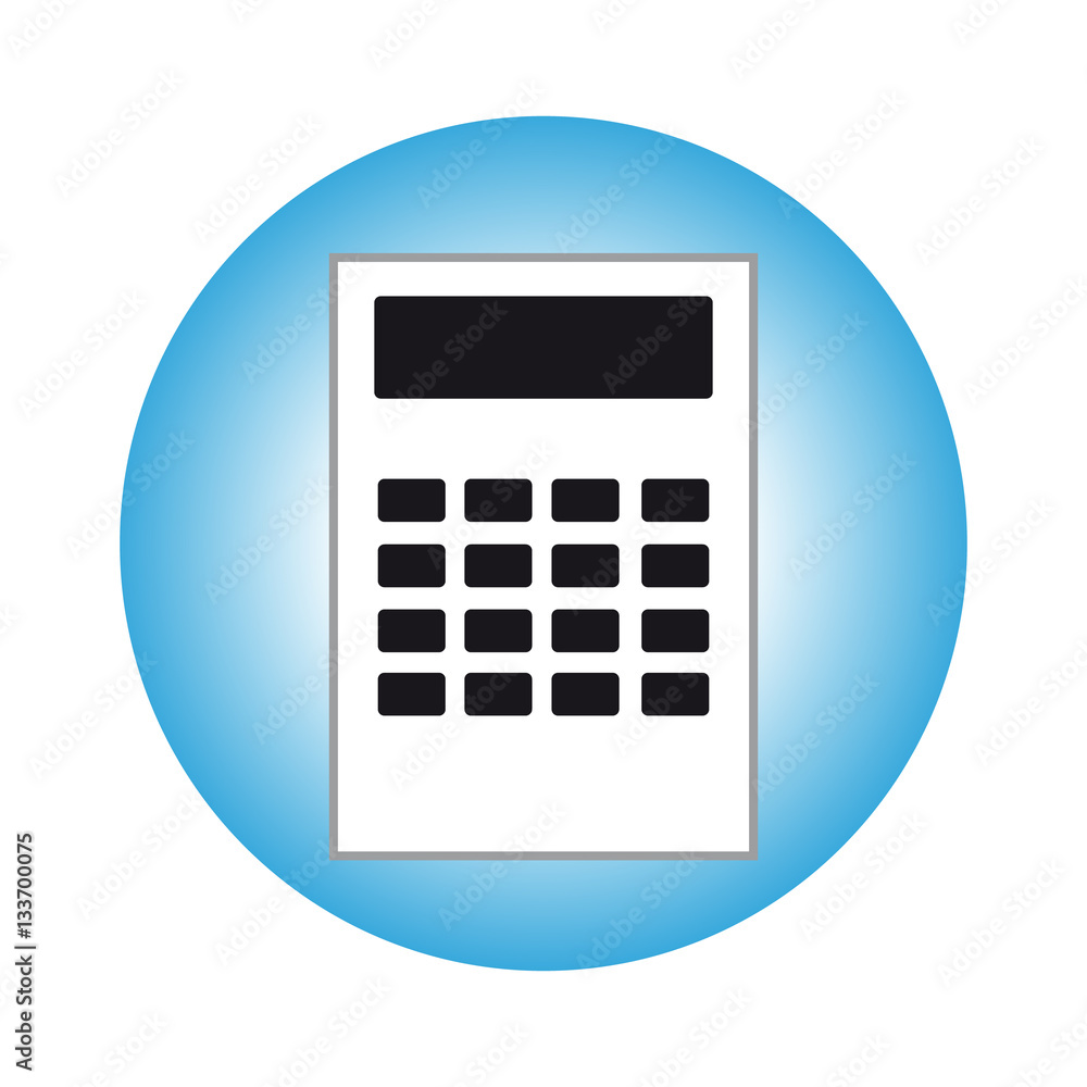Calculator in blue ring on white background Calculator in blue ring on white background