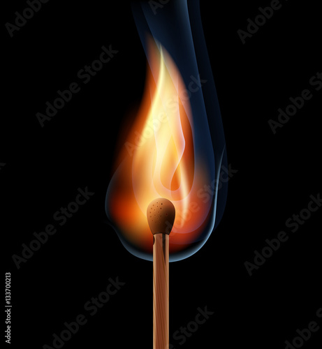 burning wooden match