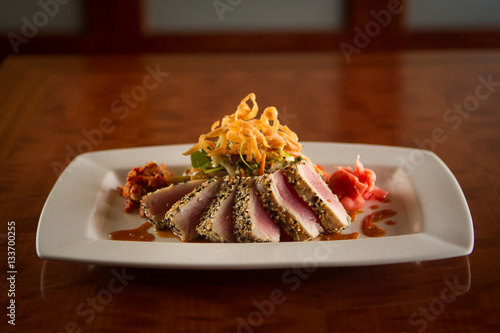 Seared Ahi Tuna Sashimi Appetizer photo