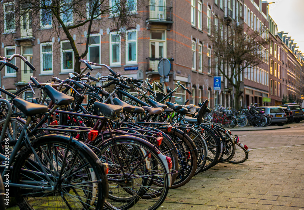 Bicycles parked in Amsterdam