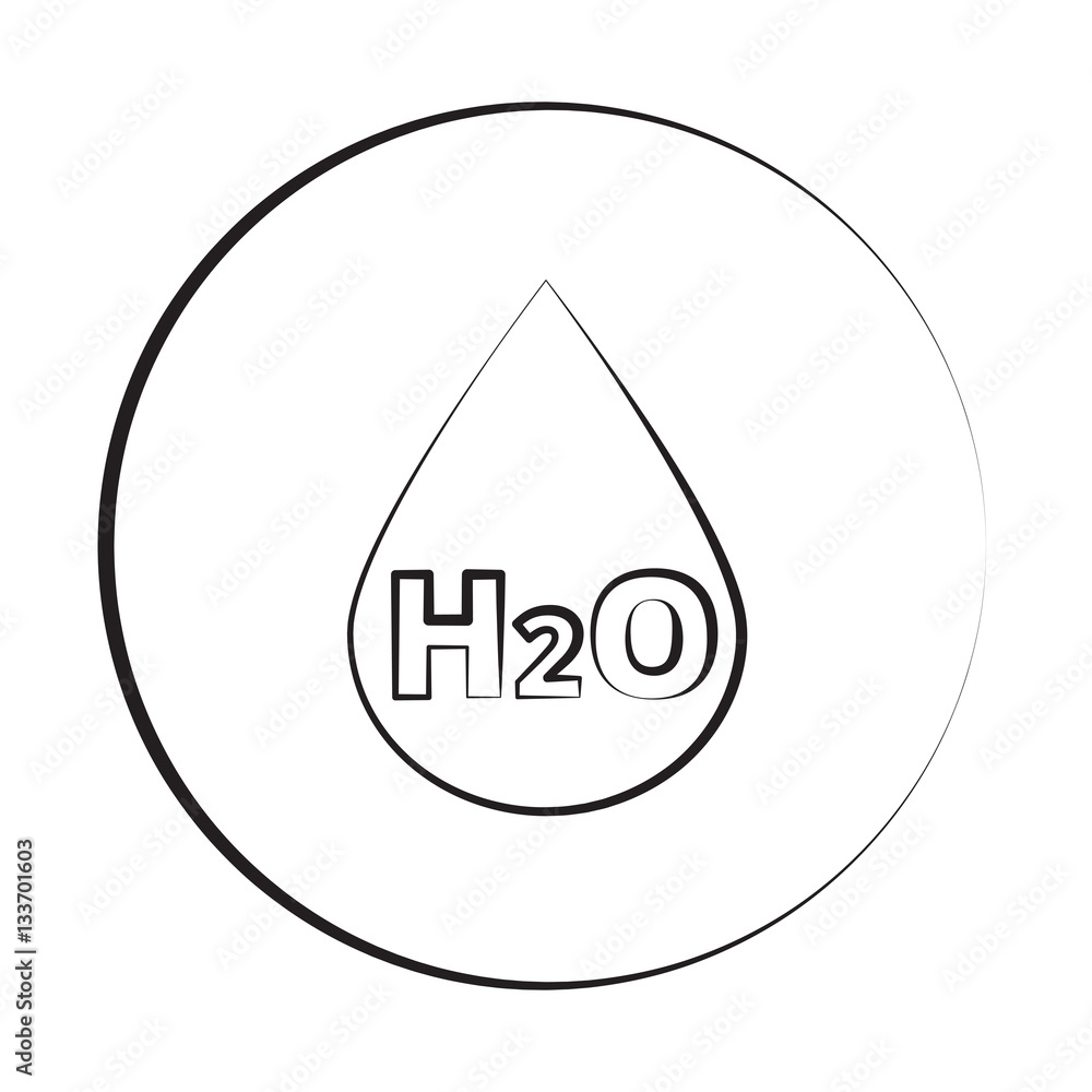 Black ink style Water icon with circle Black ink style Water icon with circle
