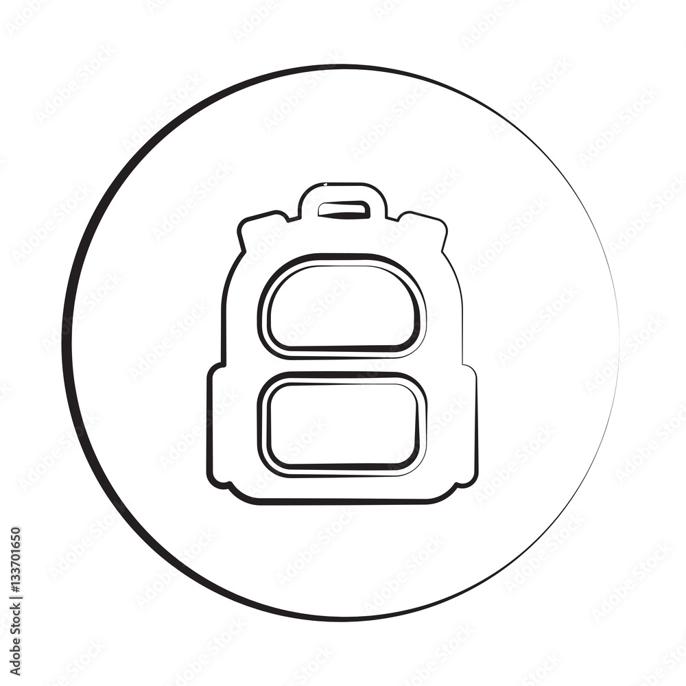 Black ink style Backpack icon with circle Black ink style Backpack icon with circle