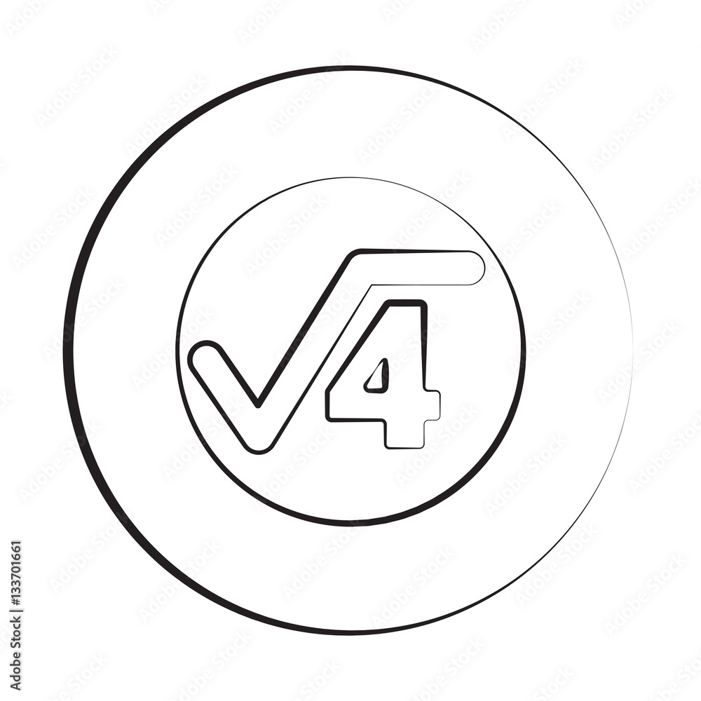 Black ink style Square Root icon with circle Black ink style Square Root icon with circle