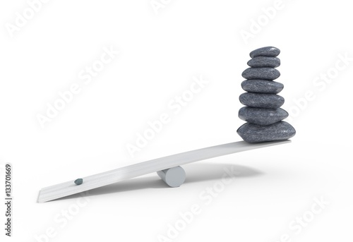 Cuadro en lienzo Wrong balancing stones set and small heavy 3d illustration