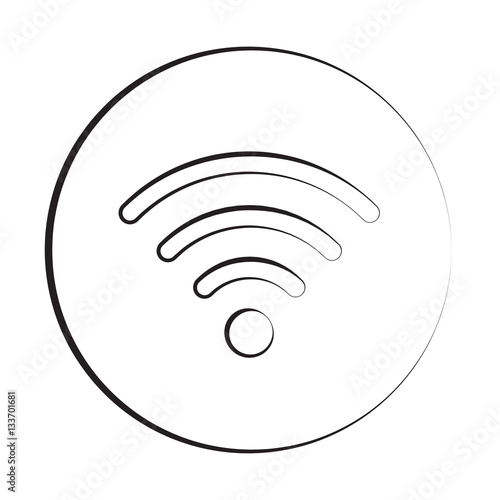 Black ink style Wireless icon with circle