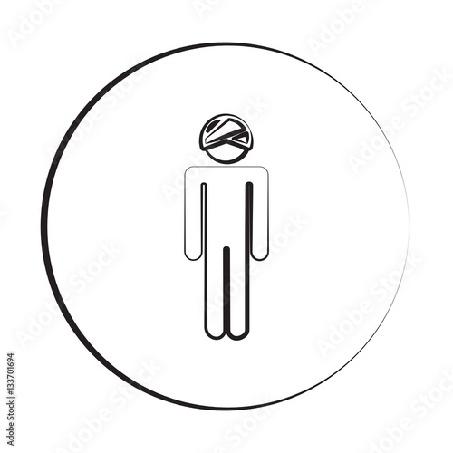 Black ink style Head icon with circle