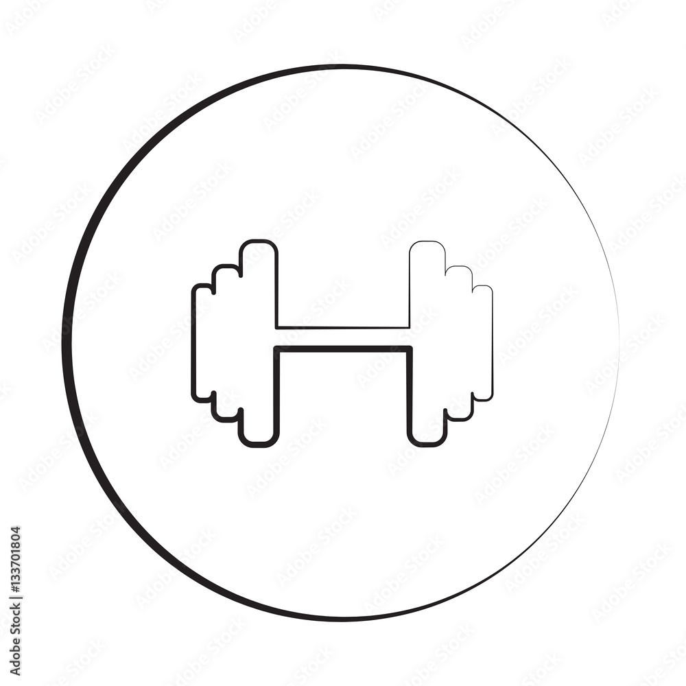 Black ink style Dumbbell icon with circle Black ink style Dumbbell icon with circle