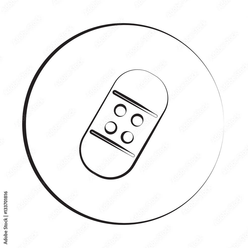 Black ink style Adhesive Bandage icon with circle Black ink style Adhesive Bandage icon with circle