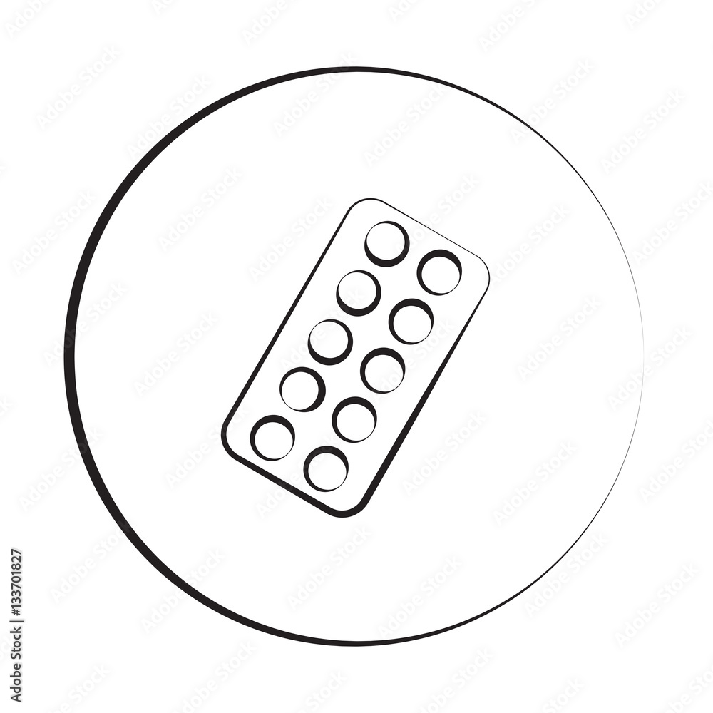 Black ink style Tablet Strip icon with circle Black ink style Tablet Strip icon with circle