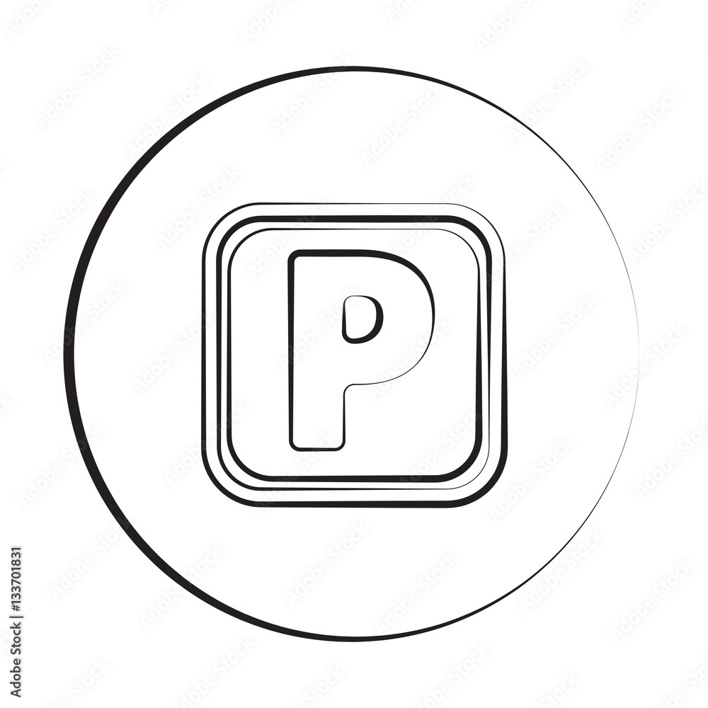 Black ink style Parking icon with circle Black ink style Parking icon with circle