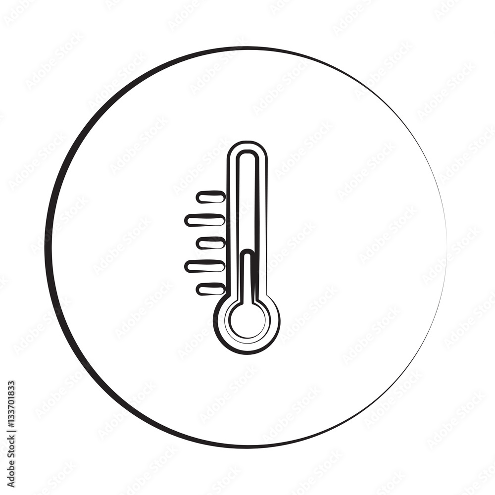 Black ink style Temperature icon with circle Black ink style Temperature icon with circle