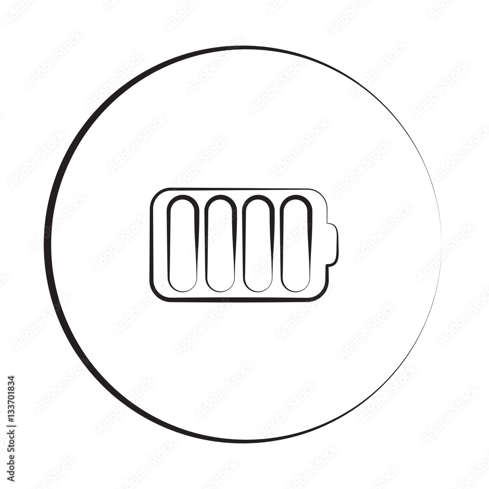 Black ink style Battery icon with circle Black ink style Battery icon with circle