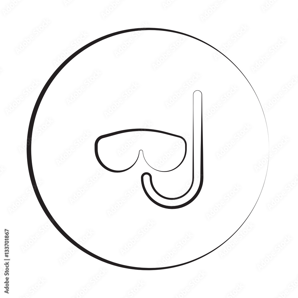 Black ink style Scuba Diving icon with circle Black ink style Scuba Diving icon with circle