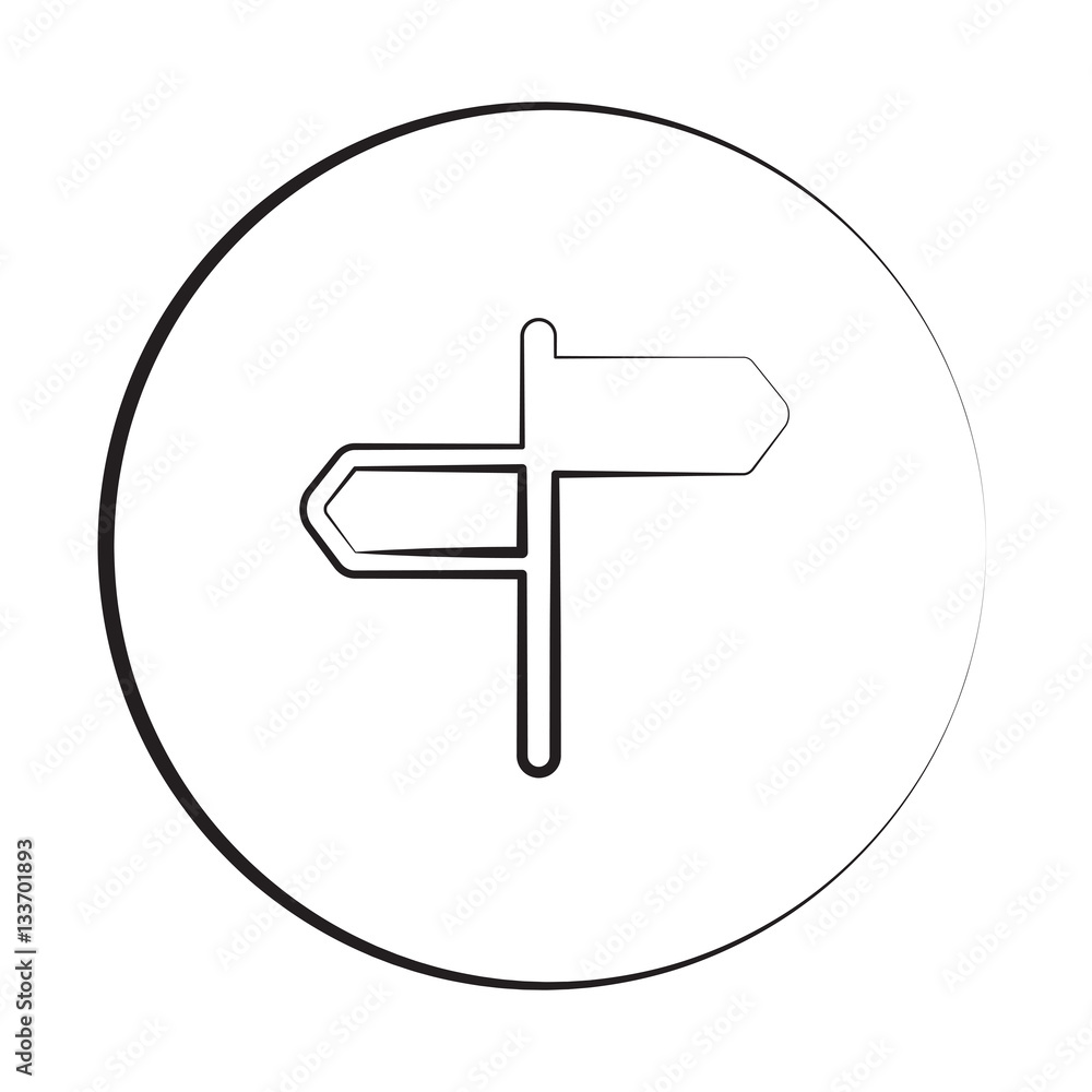 Fototapeta premium Black ink style Road Signs icon with circle