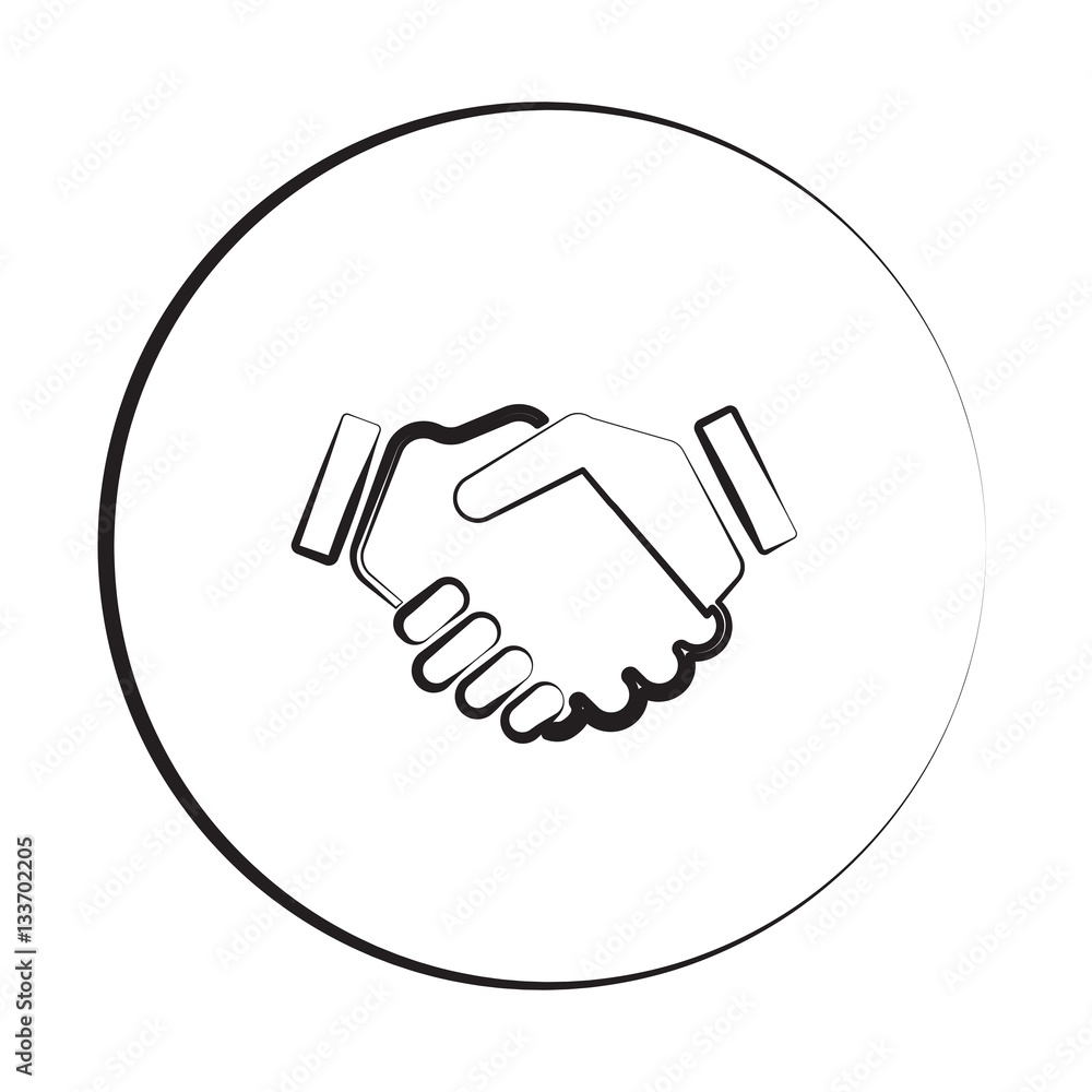 Black ink style Handshake Agreement icon with circle