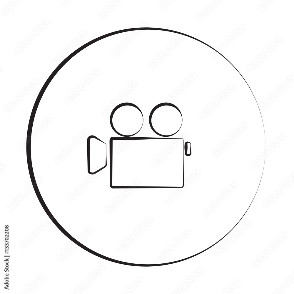 Black ink style Video Camera icon with circle Black ink style Video Camera icon with circle