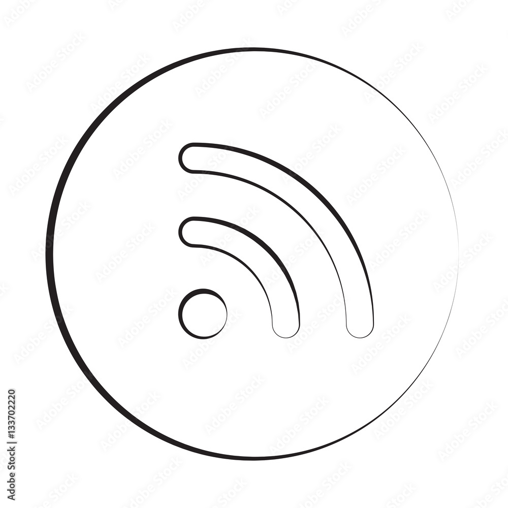 Black ink style Rss icon with circle Black ink style Rss icon with circle