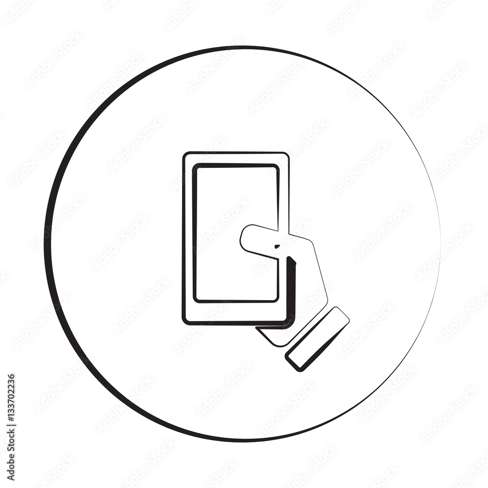 Black ink style Smartphone icon with circle Black ink style Smartphone icon with circle