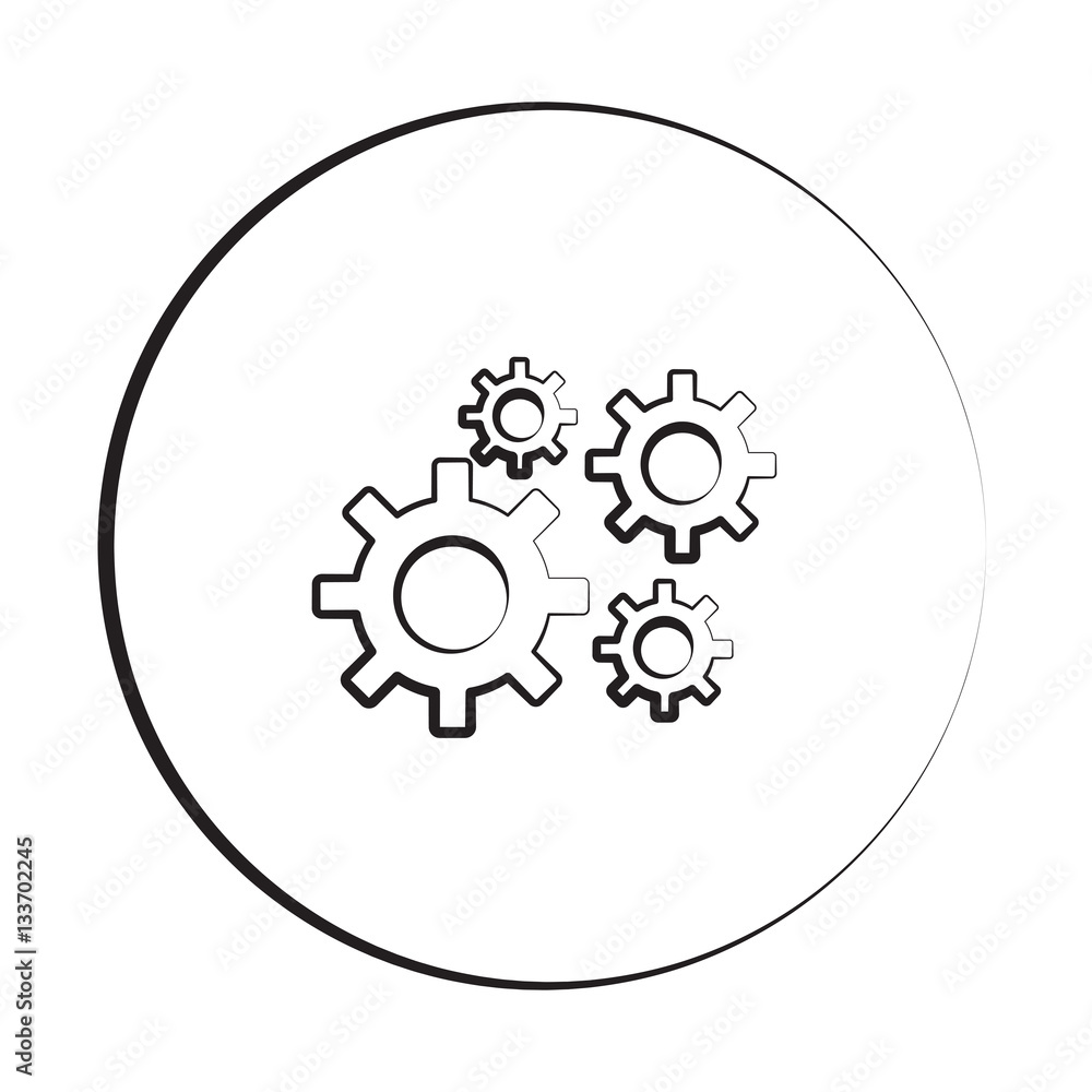 Black ink style Process icon with circle Black ink style Process icon with circle