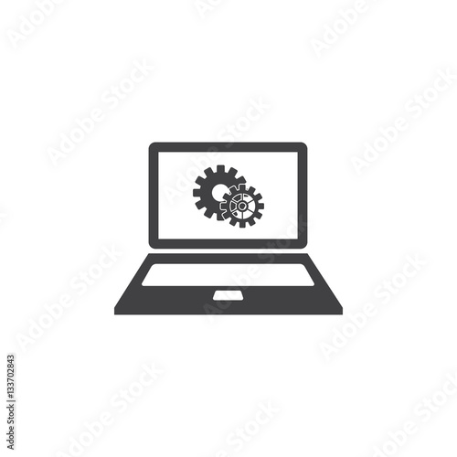 Fototapeta Naklejka Na Ścianę i Meble -  Laptop gears icon vector