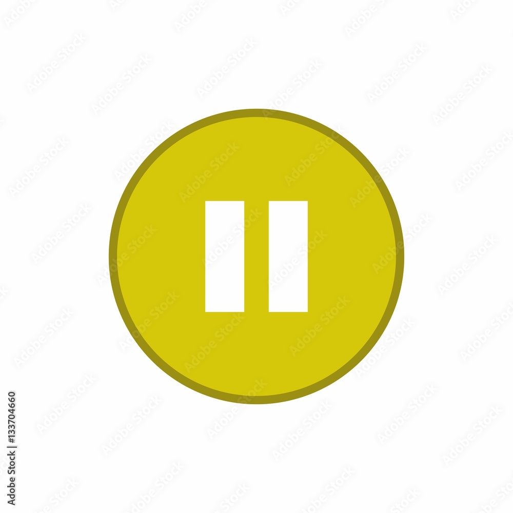 Pause yellow button icon vector design isolated on white background Pause yellow button icon vector design isolated on white background