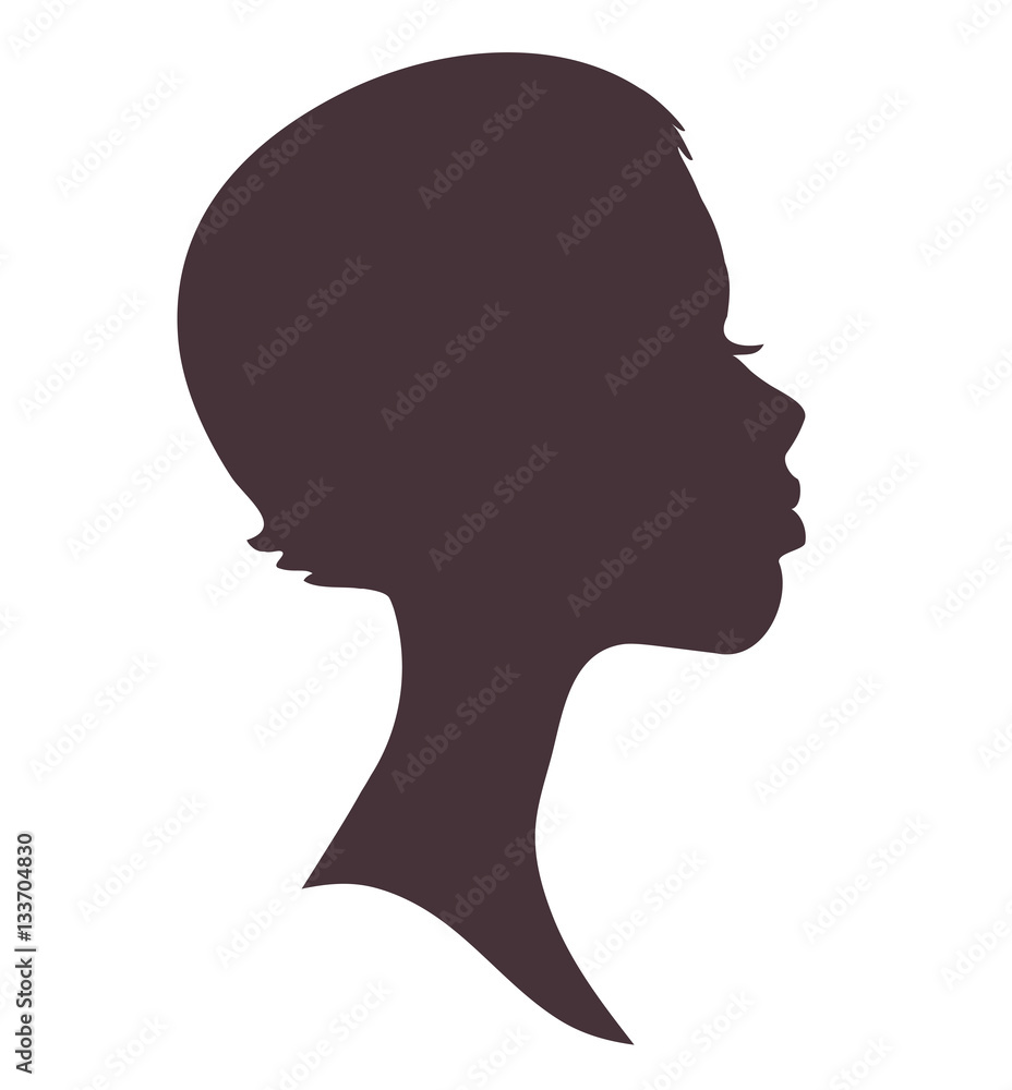 Girl face silhouette. Pretty african woman
